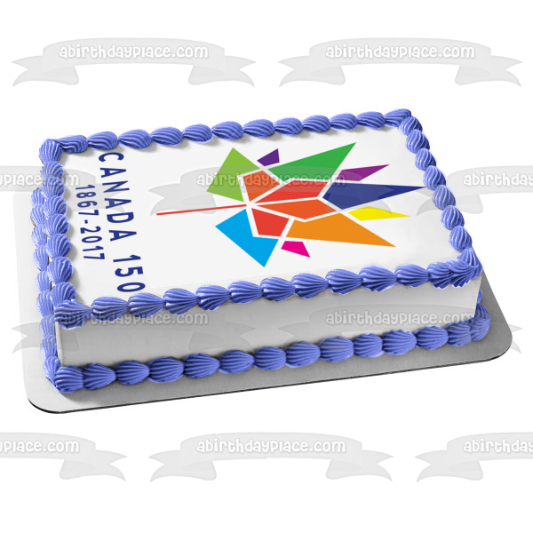 Canada 150 1867-2017 Happy 150th Happy Birthday Canada Colorful Maple Leaf Edible Cake Topper Image ABPID04327