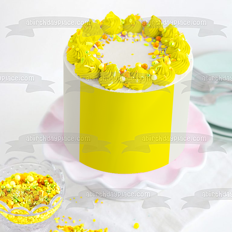 Imagen comestible para decoración de tarta con fondo sólido de color amarillo ABPID04329 