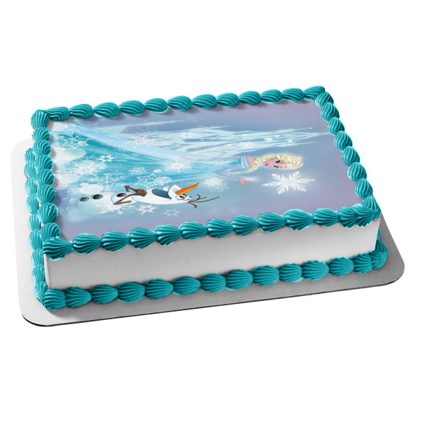 Frozen Elsa Olaf and an Ice Castle Edible Cake Topper Image ABPID04360