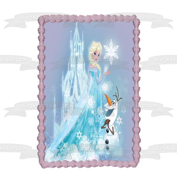 Frozen Elsa Olaf and an Ice Castle Edible Cake Topper Image ABPID04360