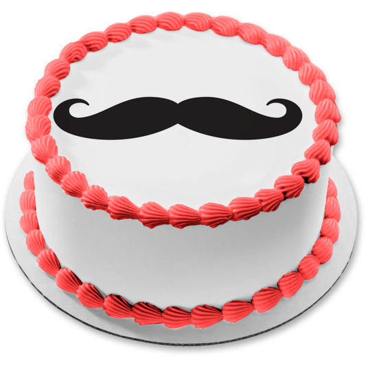 Black Mustache Edible Cake Topper Image ABPID04261