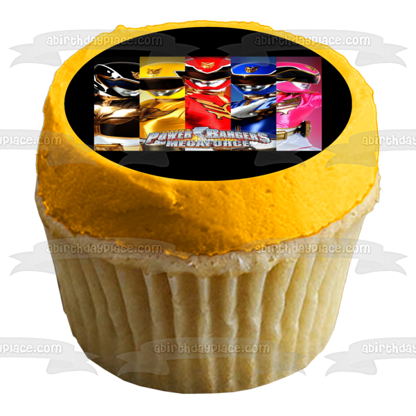 Power Rangers Megaforce Black Yellow Red Blue and Pink Rangers Edible Cake Topper Image ABPID04378