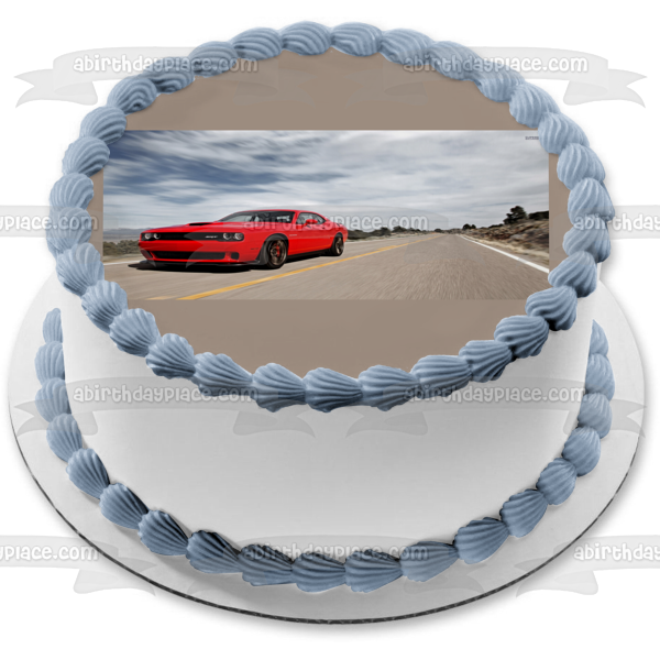 Dodge Challenger Muscle Car Open Road - Decoración comestible para tarta, imagen ABPID04292 