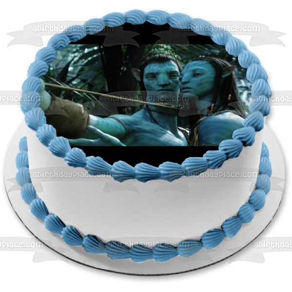 Imagen de decoración comestible para tarta con arco y flecha de Avatar, Jake Sully y Neytiri, ABPID04500 