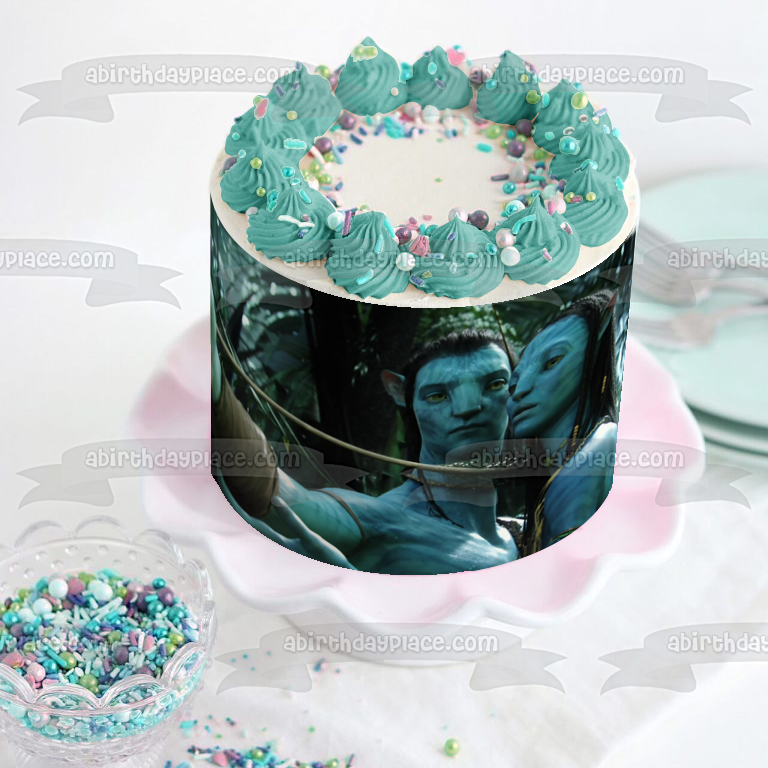 Imagen de decoración comestible para tarta con arco y flecha de Avatar, Jake Sully y Neytiri, ABPID04500 