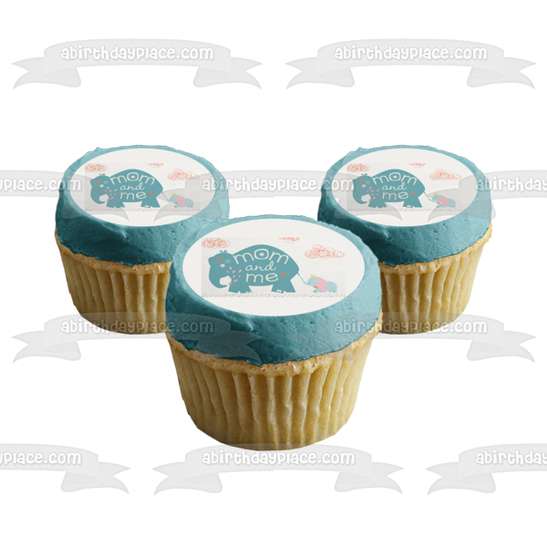 Baby Shower Elephant Mom and Me Edible Cake Topper Image ABPID04503