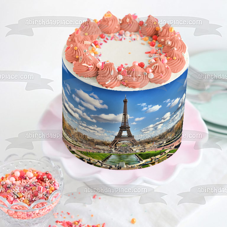 Torre Eiffel Bonjour París Francia Cielo Nubes Imagen comestible para tarta ABPID04413 