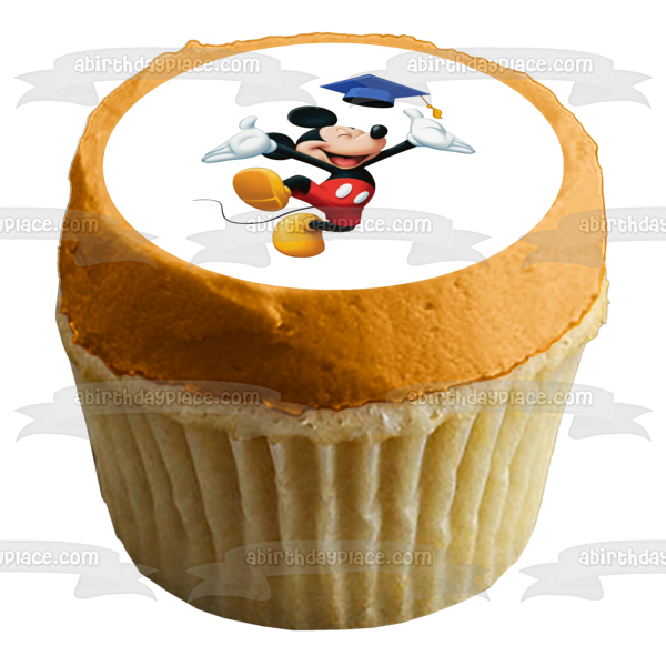 Mickey Mouse Throwing a Graduation Cap Edible Cake Topper Image ABPID04416