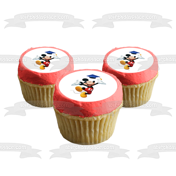 Mickey Mouse Throwing a Graduation Cap Edible Cake Topper Image ABPID04416