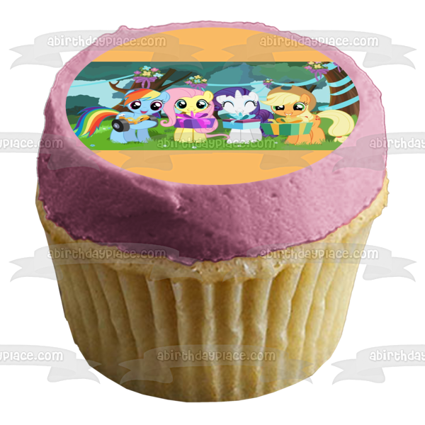 My Little Pony Rainbow Dash Fluttershy Rarity Applejack and Party Gifts Edible Cake Topper Image ABPID04422