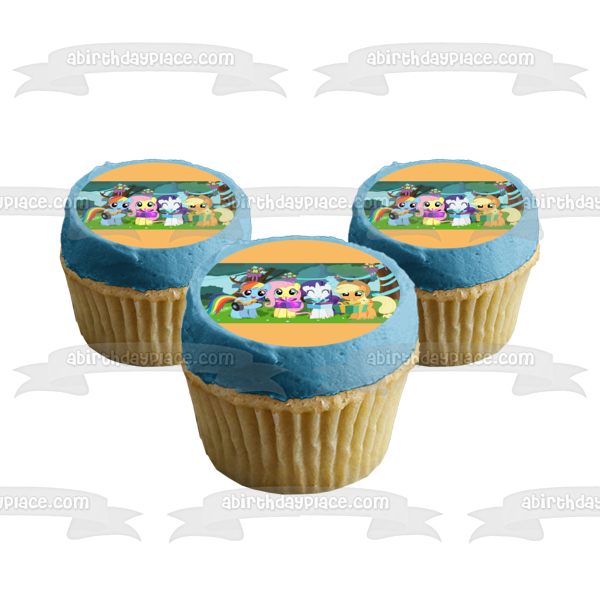 My Little Pony Rainbow Dash Fluttershy Rarity Applejack and Party Gifts Edible Cake Topper Image ABPID04422