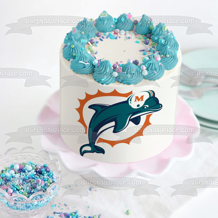 Miami Dolphins Professional American Football Team Edible Cake Topper Image ABPID04533