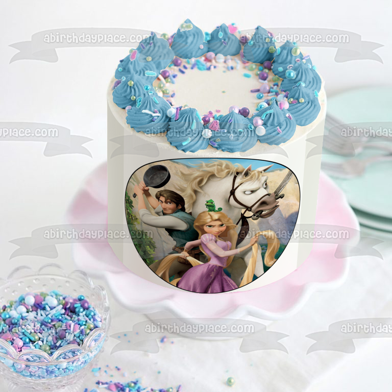 Imagen comestible para tarta de Rapunzel Flynn Rider y Maximus enredados ABPID04440 