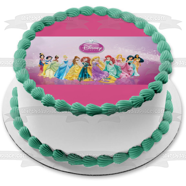 Princesas Rapunzel Mulan Blancanieves y Aurores Decoración comestible para tarta Imagen ABPID04449 