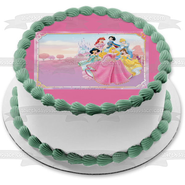 Snow White Cinderella Ariel Jasmine and Aurora Edible Cake Topper Image ABPID04555