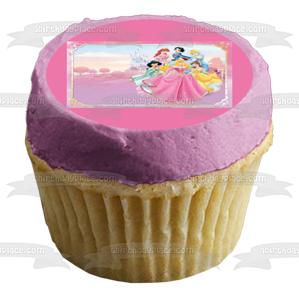Snow White Cinderella Ariel Jasmine and Aurora Edible Cake Topper Image ABPID04555