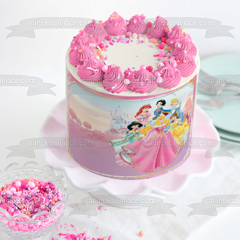 Snow White Cinderella Ariel Jasmine and Aurora Edible Cake Topper Image ABPID04555