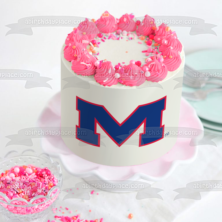 University of Mississippi Ole Miss Logo Edible Cake Topper Image ABPID04469