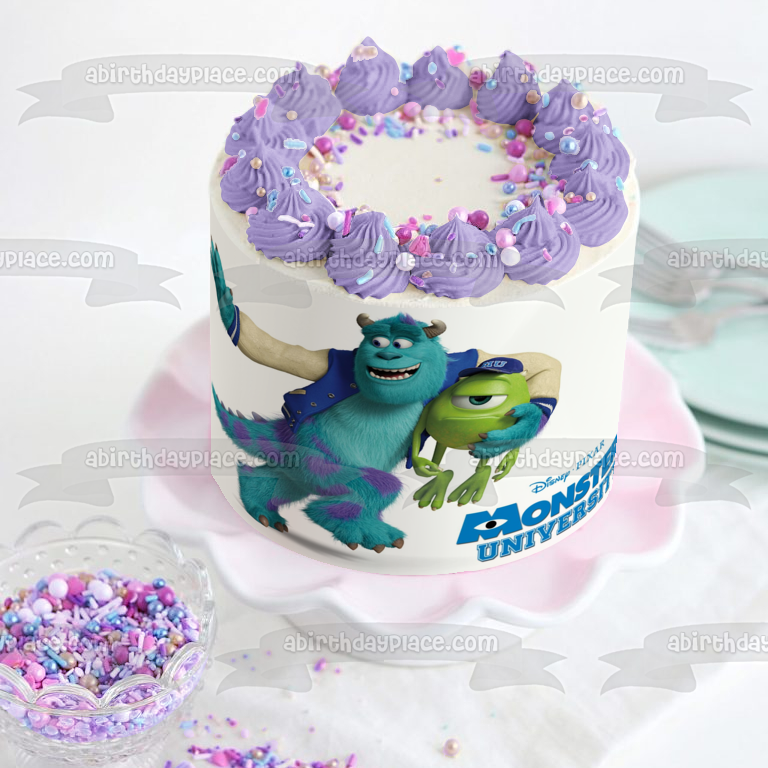 Monsters University Mike Wazowski and James P. Sullivan Edible Cake Topper Image ABPID04577