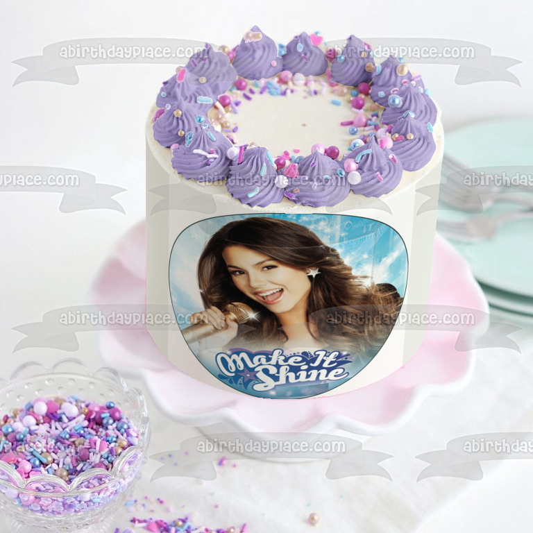 Victorious Make It Shine Girl Singing Edible Cake Topper Image ABPID04496