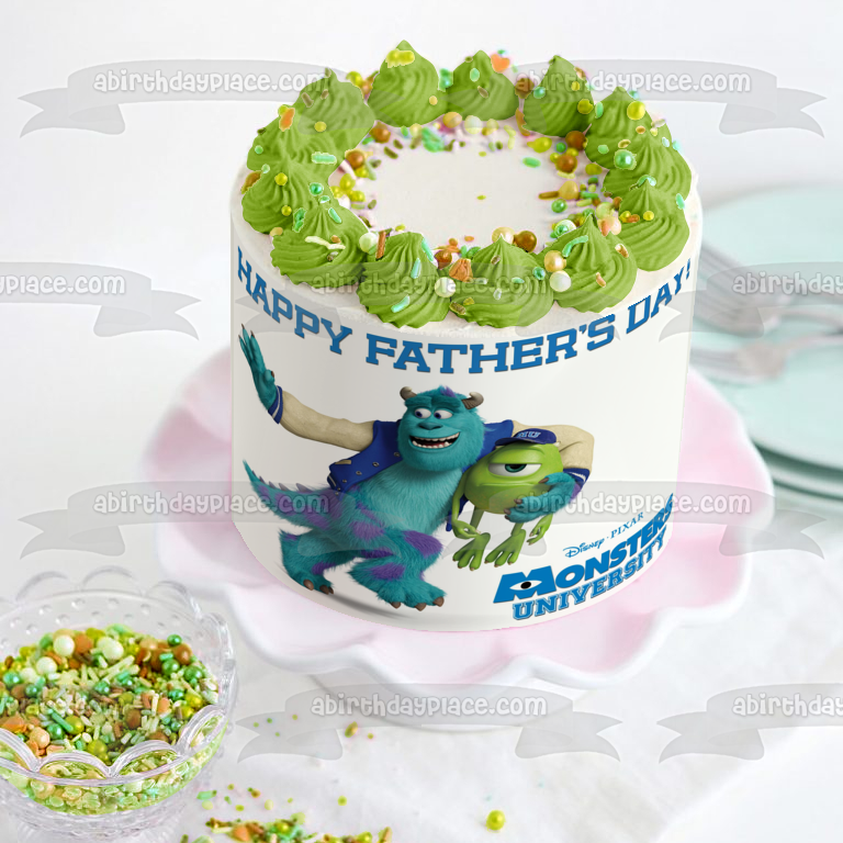 Monsters University Feliz Día del Padre Mike Wazowski y James P. Sullivan Adorno comestible para tarta Imagen ABPID04497 