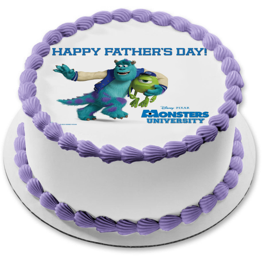 Monsters University Feliz Día del Padre Mike Wazowski y James P. Sullivan Adorno comestible para tarta Imagen ABPID04497 