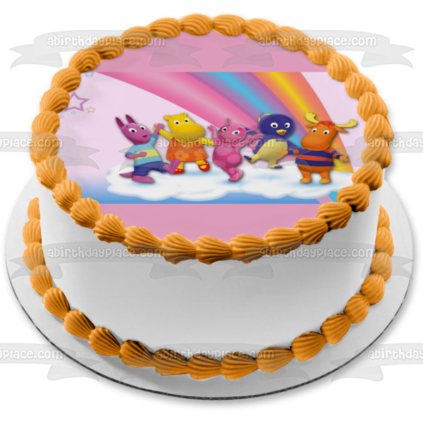 The Backyardigans Clouds Stars and a Rainbow Edible Cake Topper Image ABPID04580