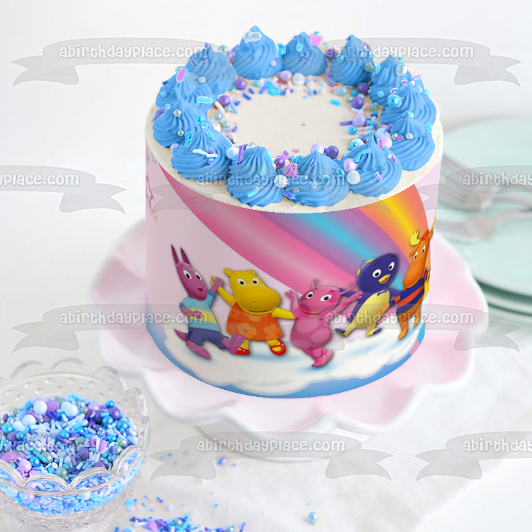 The Backyardigans Clouds Stars and a Rainbow Edible Cake Topper Image ABPID04580