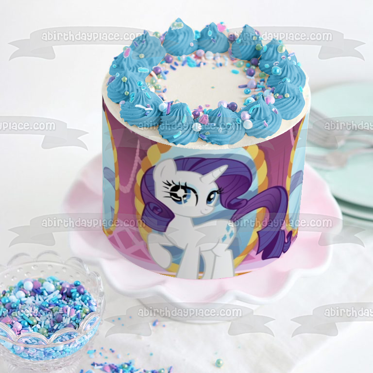 My Little Pony Rarity Mirror Edible Cake Topper Image ABPID04581