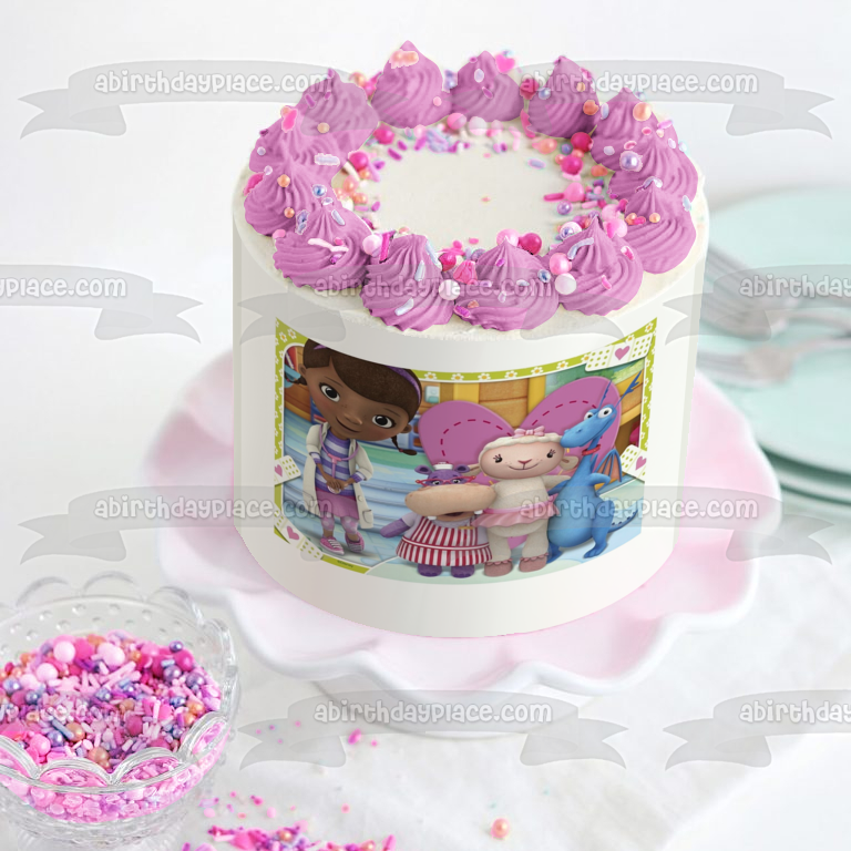 Imagen de decoración comestible para tarta de Doc McStuffins Dottie Lambie Hallie y Stuffy ABPID04593 