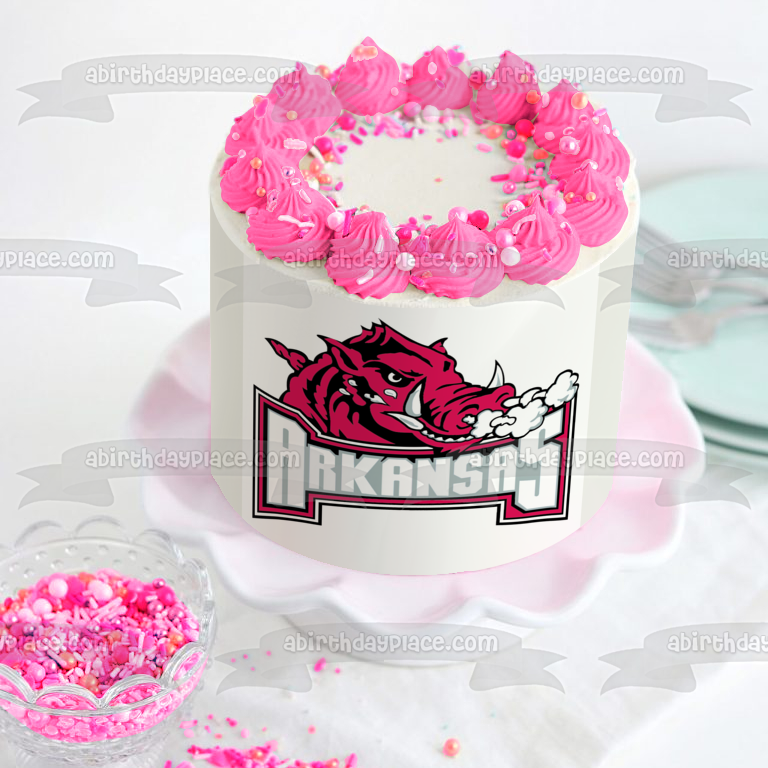 Logotipo secundario de Arkansas Razorbacks 2001-2008 Imagen comestible para decoración de tartas ABPID04700 