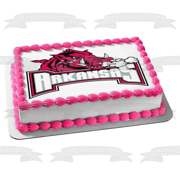 Logotipo secundario de Arkansas Razorbacks 2001-2008 Imagen comestible para decoración de tartas ABPID04700 