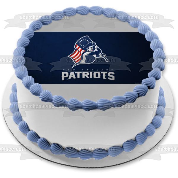 Patriotas de Nueva Inglaterra Equipo de fútbol americano profesional Obra de arte Logotipo de los Patriots Patriota de la NFL sosteniendo la bandera Imagen comestible para decoración de pasteles ABPID04705 