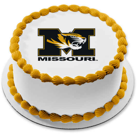 Imagen comestible para tarta con logotipo de la Universidad de Missouri de los Tigres de Missouri ABPID04713 