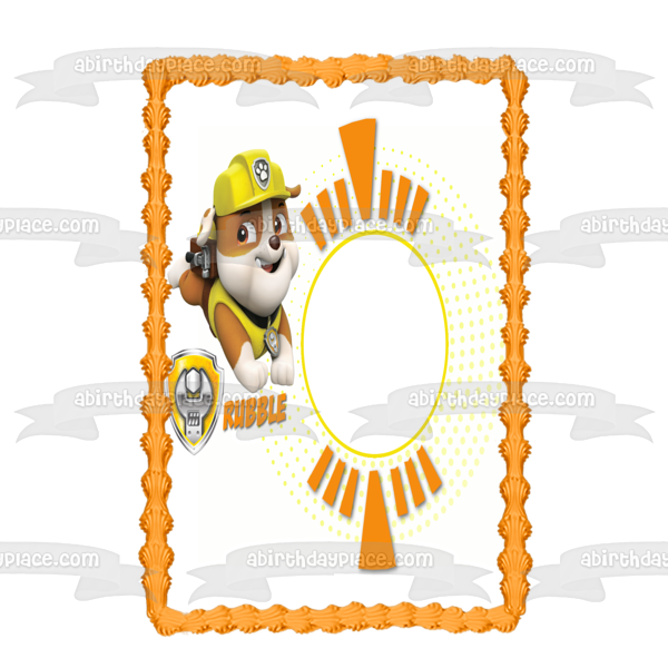 Paw Patrol Rubble Wrench and a Frame Edible Cake Topper Image Frame ABPID04724