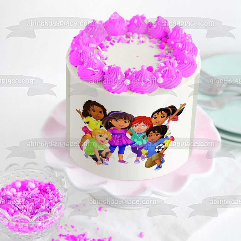 Dora and Friends Into the City Dora Emma Kate Naiya Alana and Pablo Edible Cake Topper Image ABPID04651