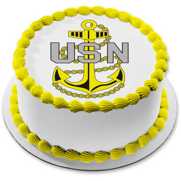 Imagen comestible para decoración de tarta con logotipo de ancla de la Marina de los Estados Unidos de Usn ABPID04736 