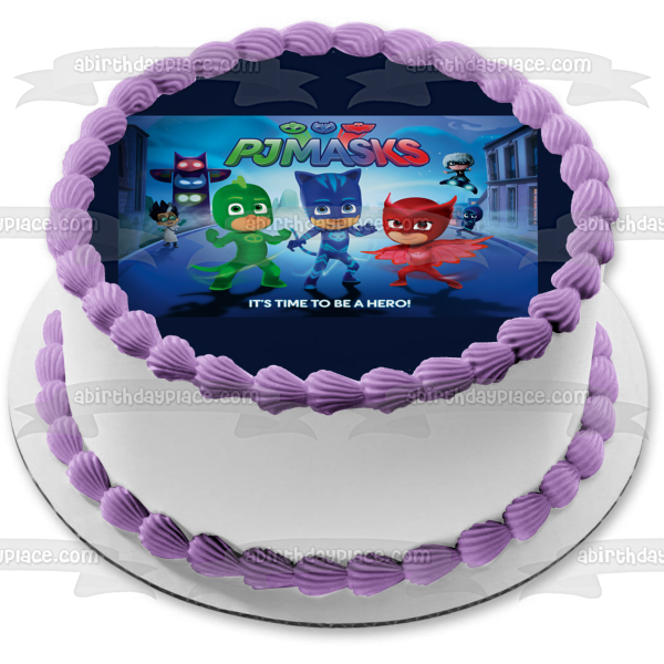 Pj Masks Catboy Owlette y Gekko ¡Es hora de ser un héroe! Imagen comestible para decoración de tarta ABPID04662 