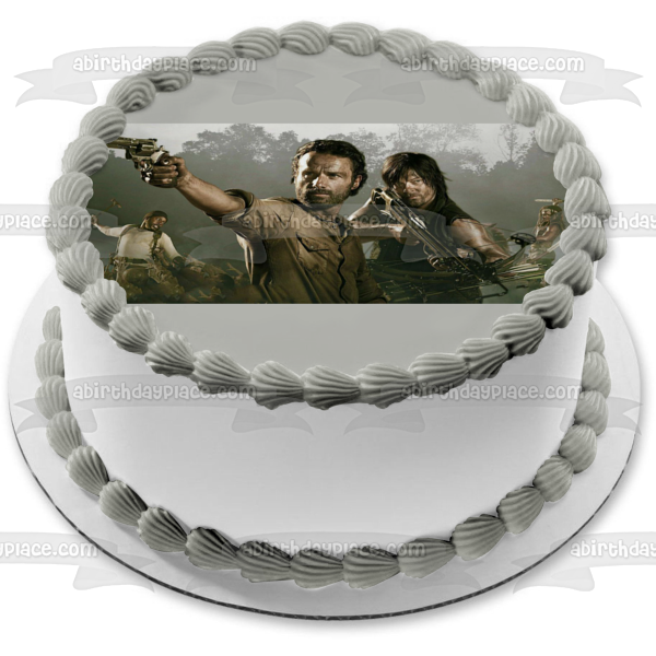 The Walking Dead Rick Grimes Daryl Dixon Michonne and Andrew Edible Cake Topper Image ABPID04758