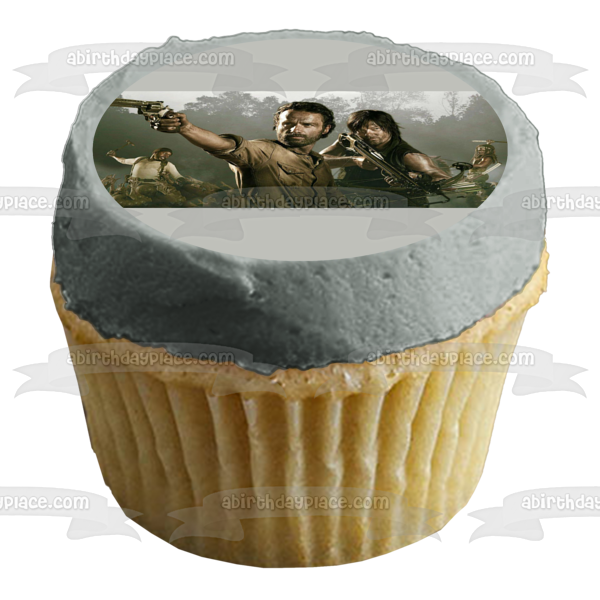 The Walking Dead Rick Grimes Daryl Dixon Michonne and Andrew Edible Cake Topper Image ABPID04758