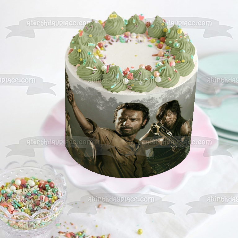 The Walking Dead Rick Grimes Daryl Dixon Michonne and Andrew Edible Cake Topper Image ABPID04758