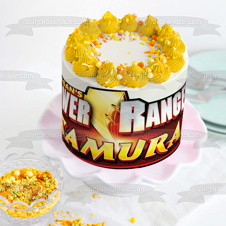 Imagen comestible para decoración de tarta con el logotipo de Samurai de los Power Rangers de Saban ABPID04914 