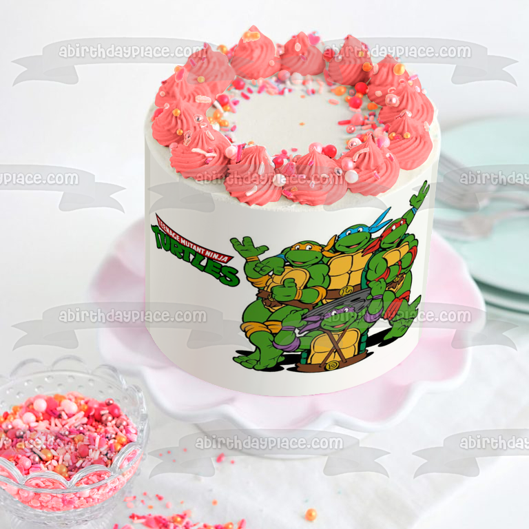 Tortugas Ninja Mutantes Adolescentes Tmnt Leonardo Donatello Raphael y Michelangelo Tapa del Agujero de Drenaje Adorno Comestible para Pastel Imagen ABPID04917 