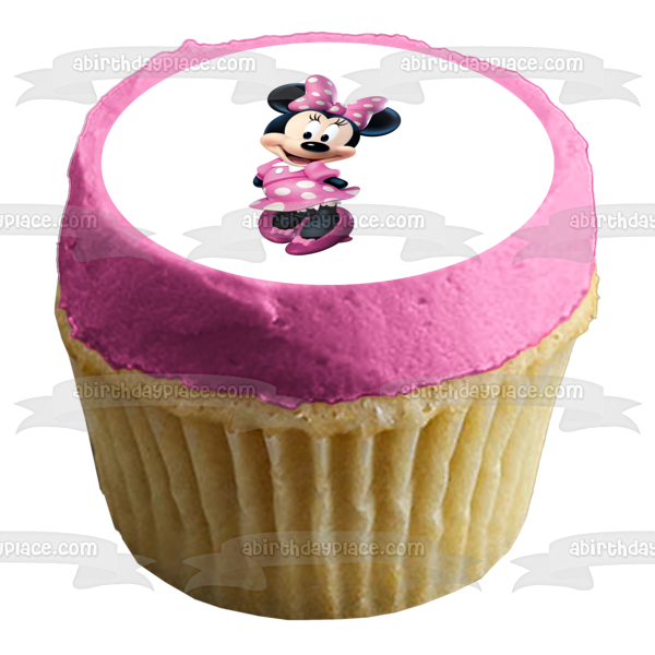 Minnie Mouse con las manos detrás de la espalda Imagen comestible para decoración de tarta ABPID04812 