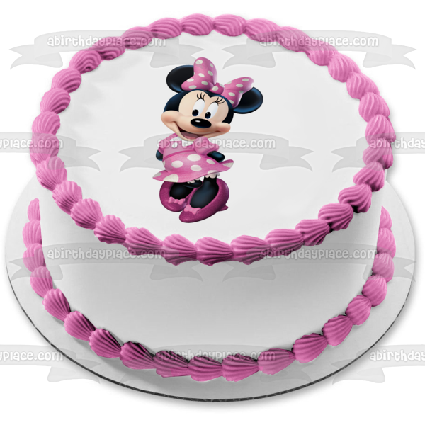 Minnie Mouse con las manos detrás de la espalda Imagen comestible para decoración de tarta ABPID04812 