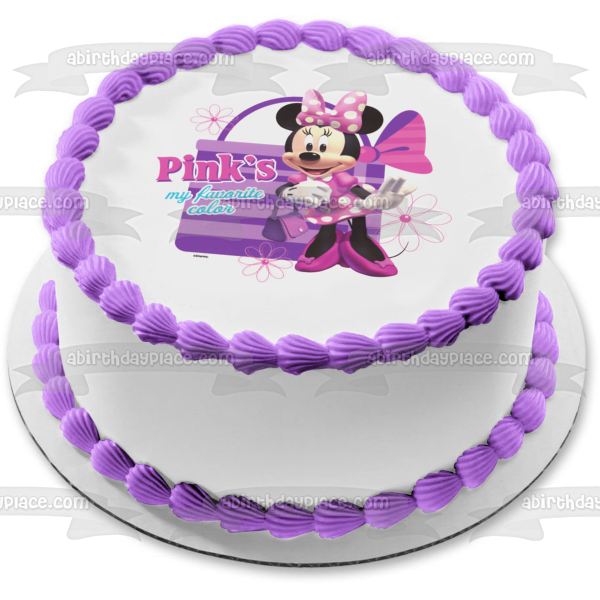 Adorno comestible para tarta con mi color favorito de Minnie Mouse Pink, imagen ABPID04815 