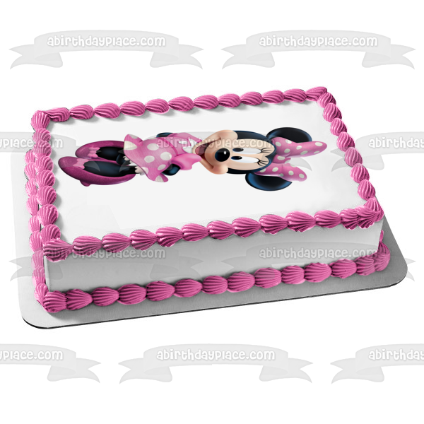 Minnie Mouse con las manos detrás de la espalda Imagen comestible para decoración de tarta ABPID04812 