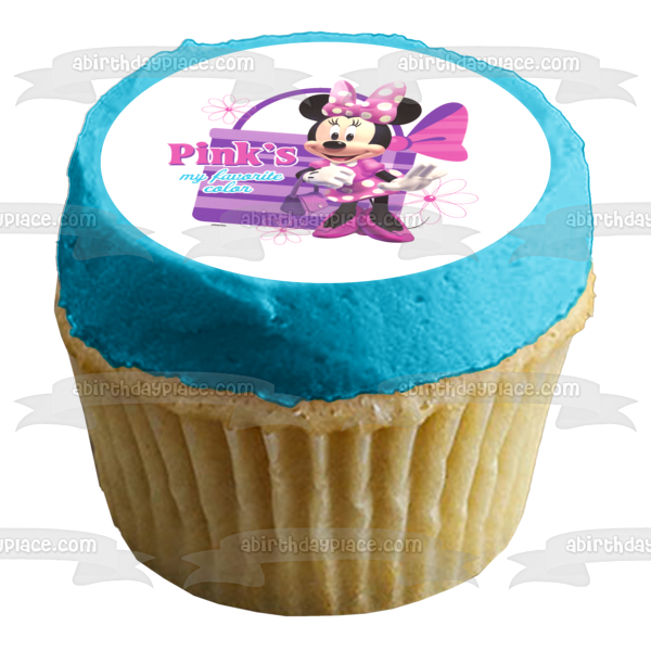 Adorno comestible para tarta con mi color favorito de Minnie Mouse Pink, imagen ABPID04815 