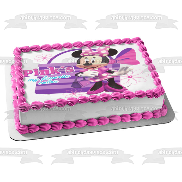 Adorno comestible para tarta con mi color favorito de Minnie Mouse Pink, imagen ABPID04815 