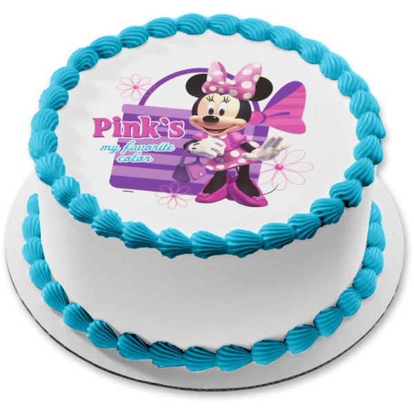 Adorno comestible para tarta con mi color favorito de Minnie Mouse Pink, imagen ABPID04815 